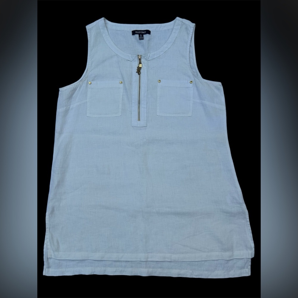 ELLEN TRACY NWOT Women’s Linen Sleeveless Tinic Top Size: L